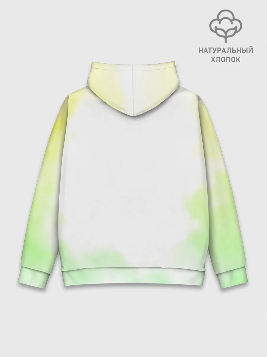 Худи мужской база хлопок / Чёрный клевер Юно кислотный