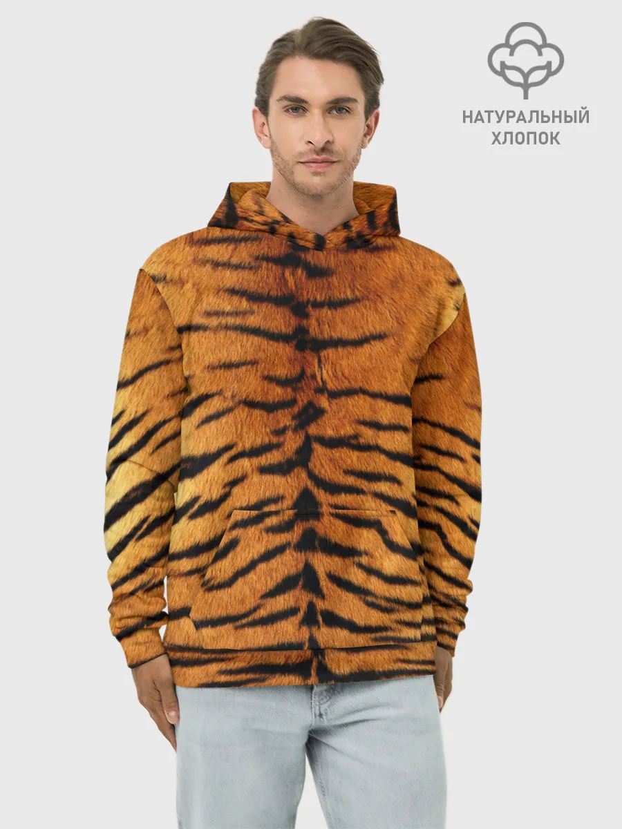 Худи мужской база хлопок / Шкура Тигра
