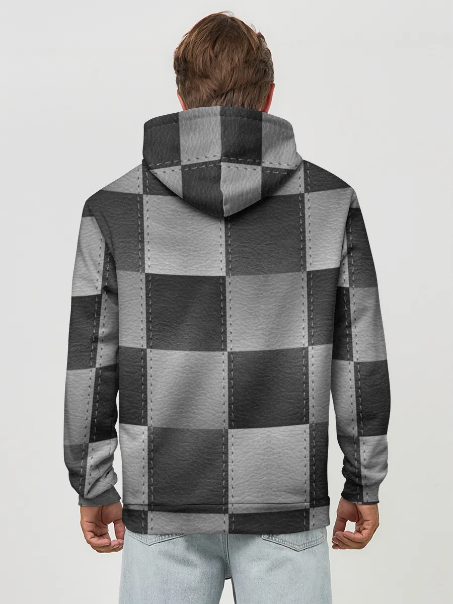 Худи мужской база хлопок / Пэчворк из Кожи