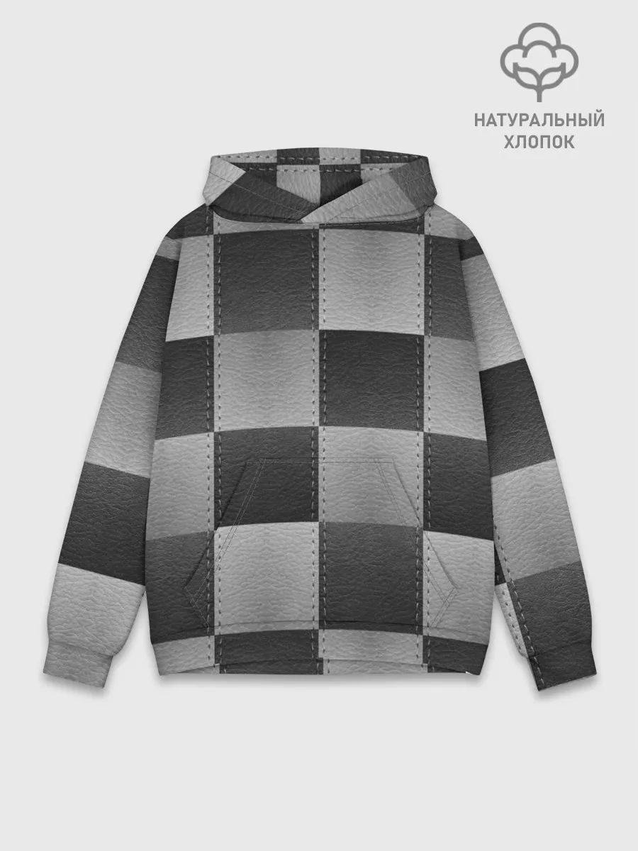 Худи мужской база хлопок / Пэчворк из Кожи