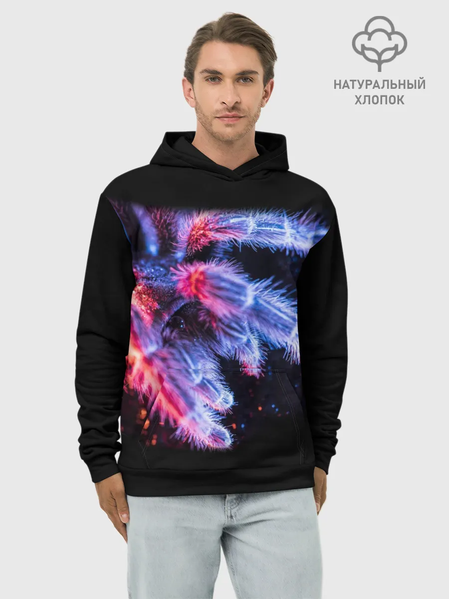 Худи мужской база хлопок / НЕОНОВЫЙ ПАУК