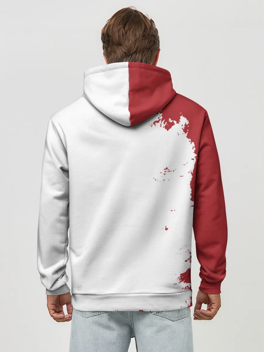 Худи мужской база хлопок / Аста Чёрный клевер красный дым