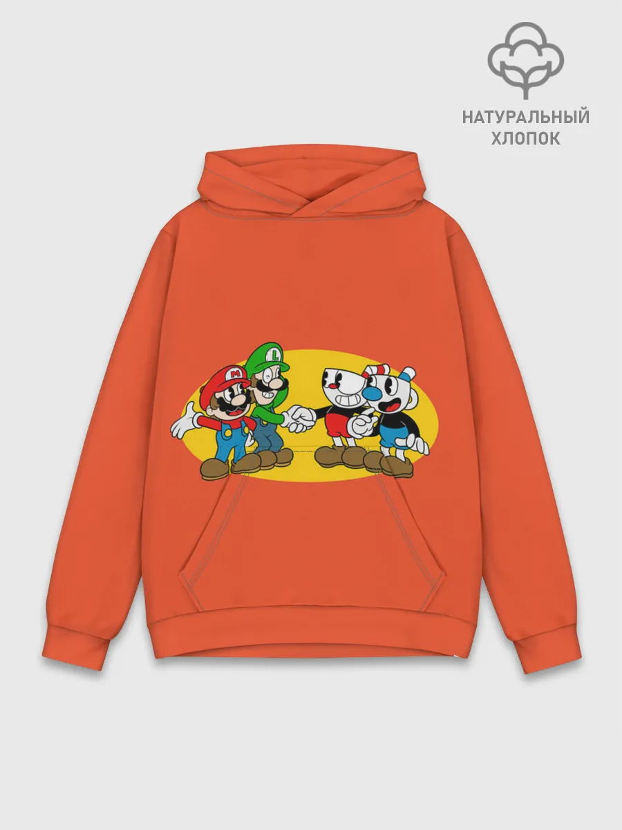 Худи мужской база хлопок / CupHead x Mario