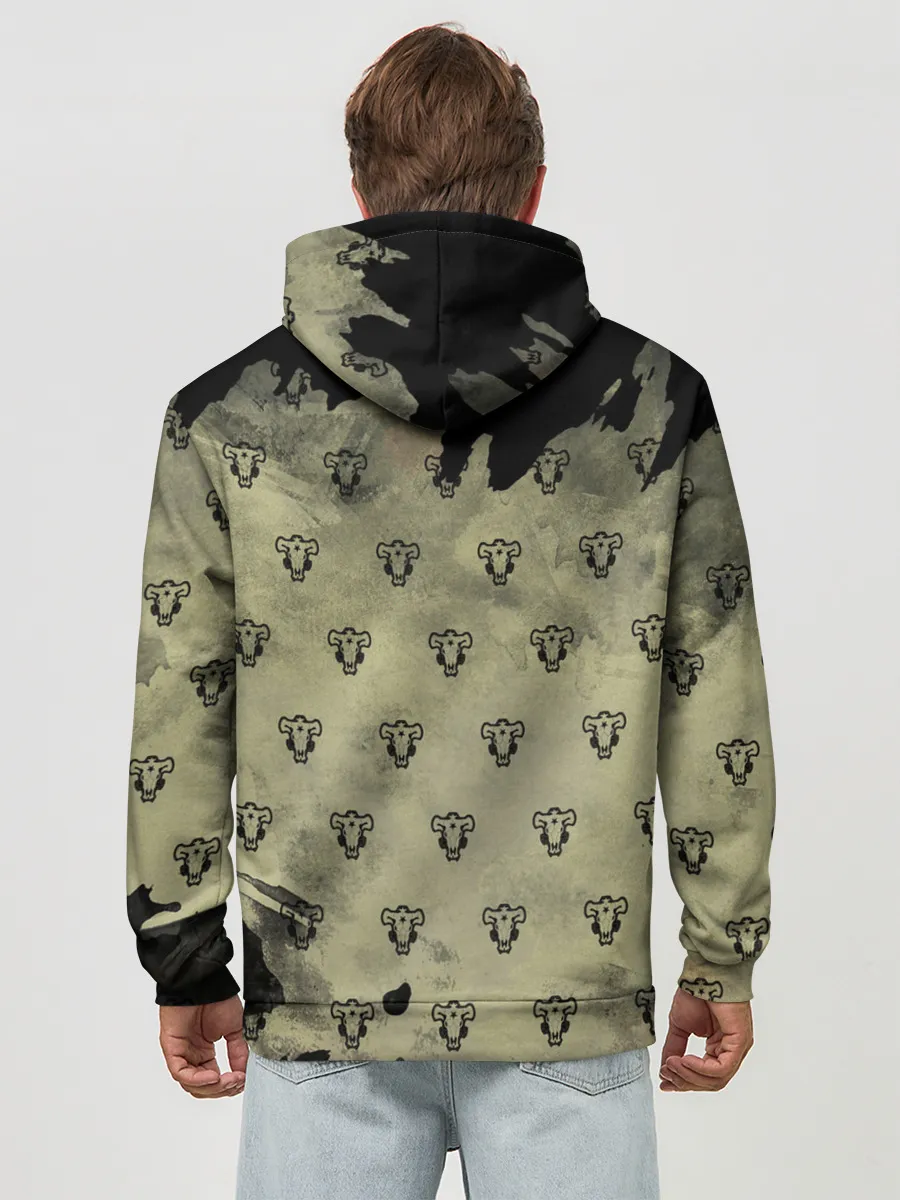 Худи мужской база хлопок / Чёрный клевер Черные быки