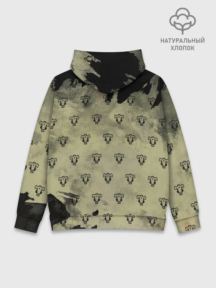 Худи мужской база хлопок / Чёрный клевер Черные быки