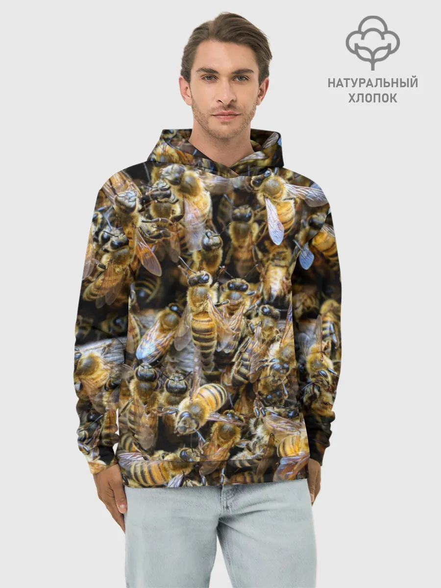 Худи мужской база хлопок / Пчёлы