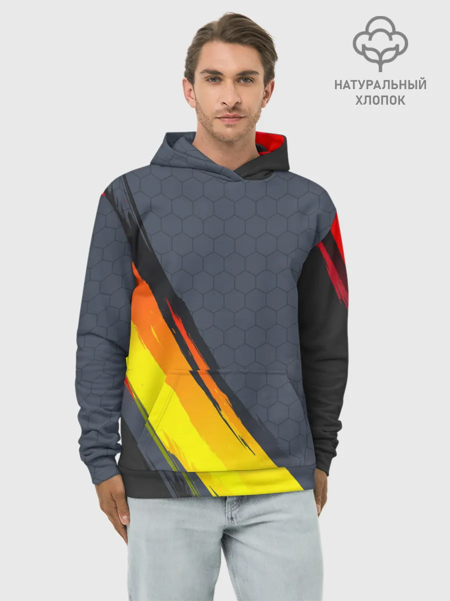 Худи мужской база хлопок / Gray Yellow Style