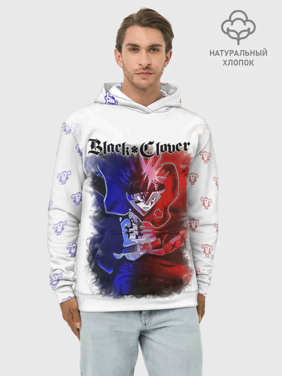 Худи мужской база хлопок / Аста Чёрный клевер | Черные быки