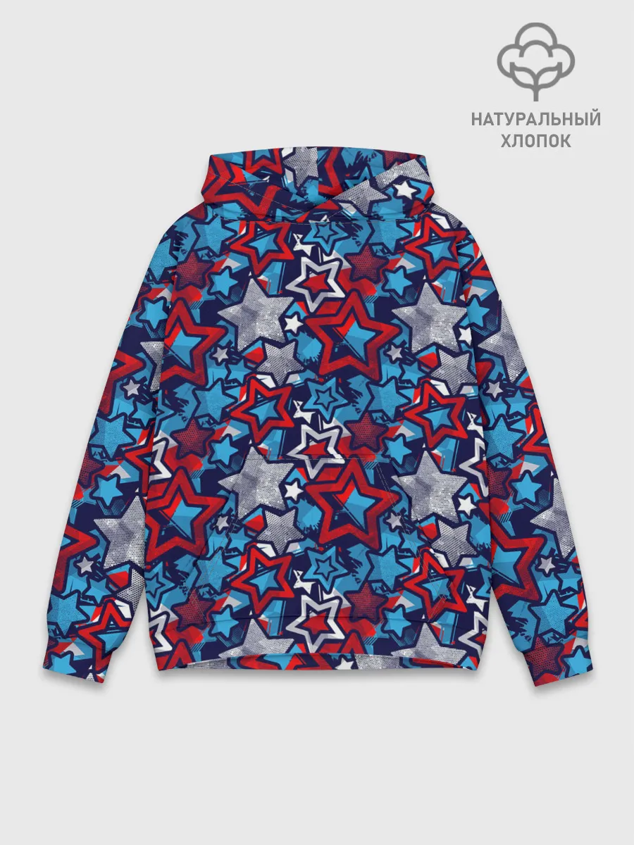 Худи мужской база хлопок / 3D звездочки