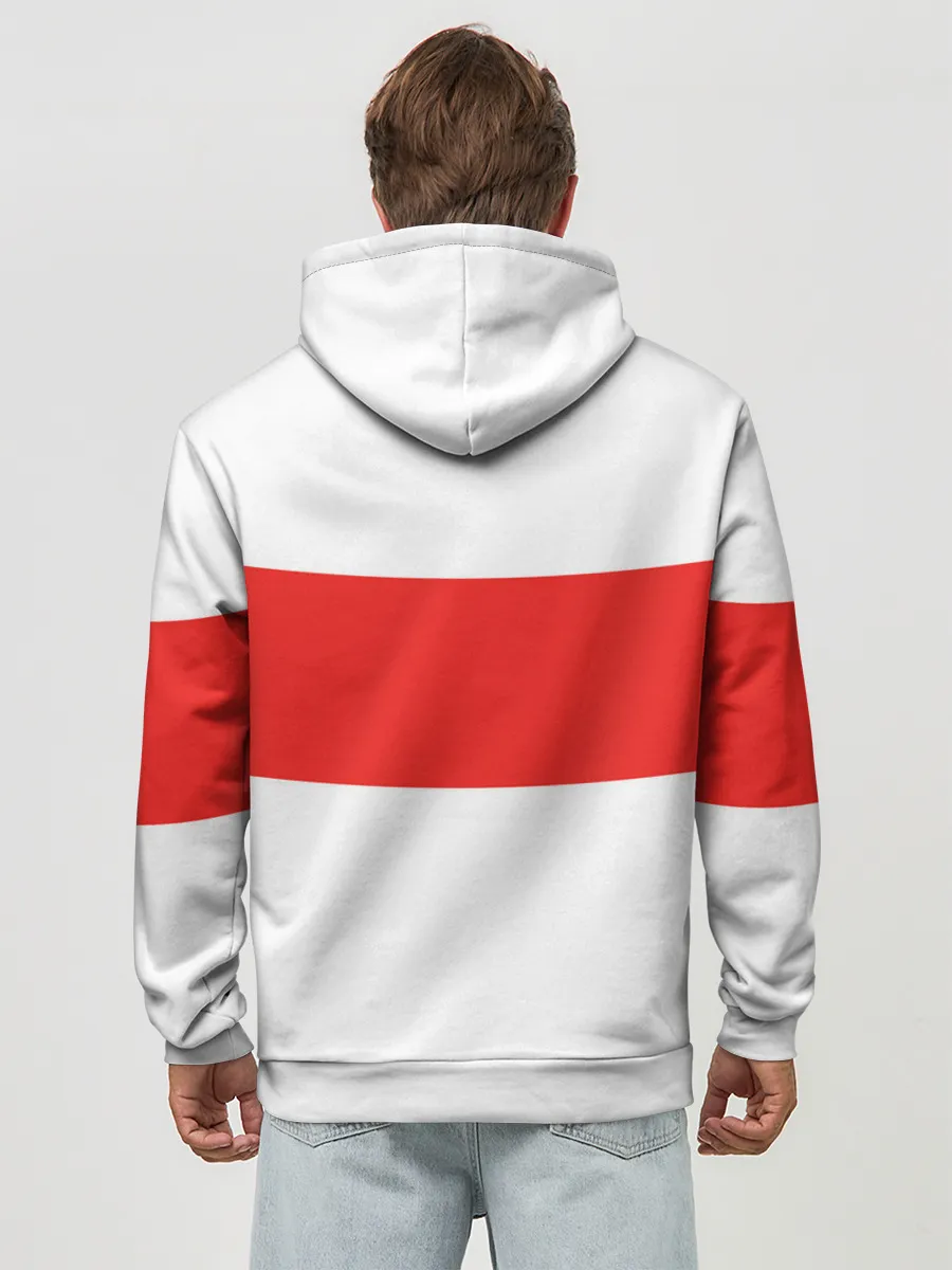 Худи мужской база хлопок / Чёрный клевер Аста красная полоса