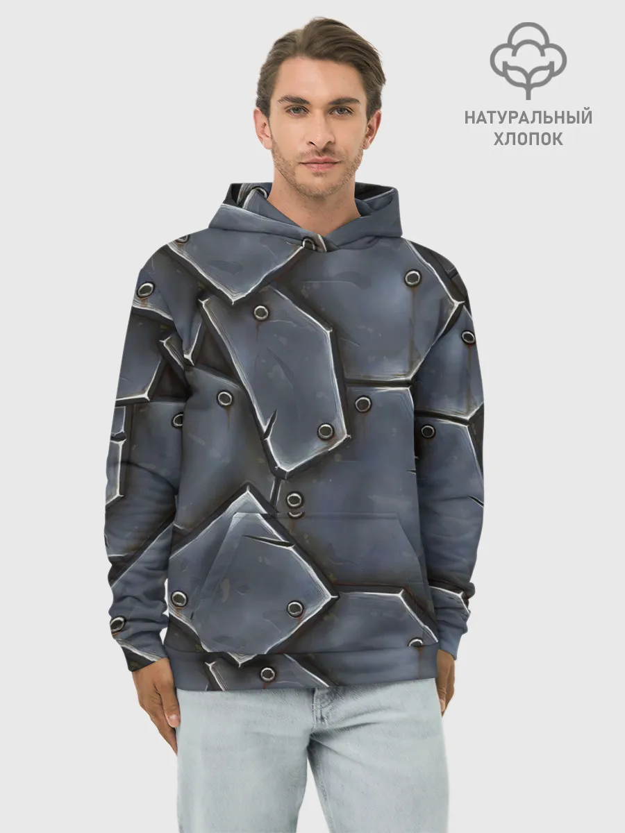 Худи мужской база хлопок / ЖЕЛЕЗНЫЕ ПЛИТЫ / БРОНЯ