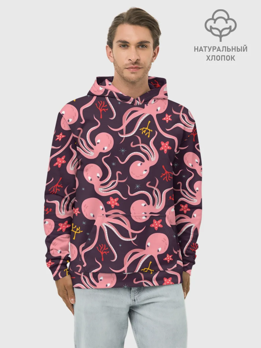Худи мужской база хлопок / Осьминоги