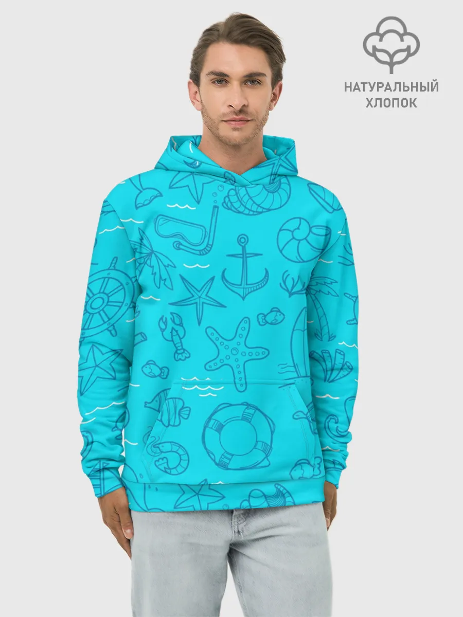 Худи мужской база хлопок / Морская тема