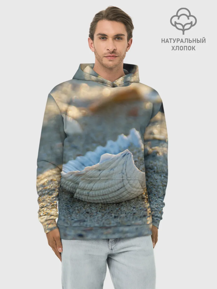 Худи мужской база хлопок / Морская ракушка