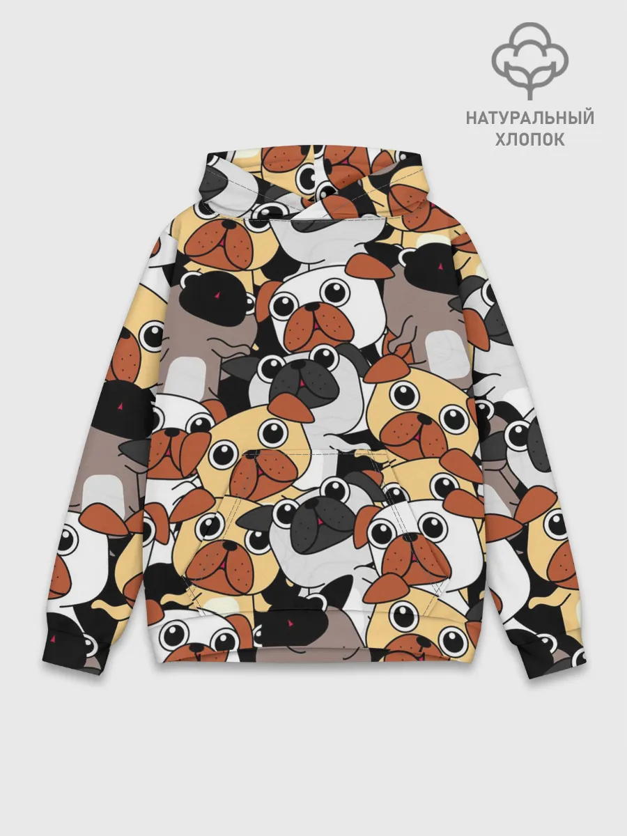 Худи мужской база хлопок / Собаки мопсы