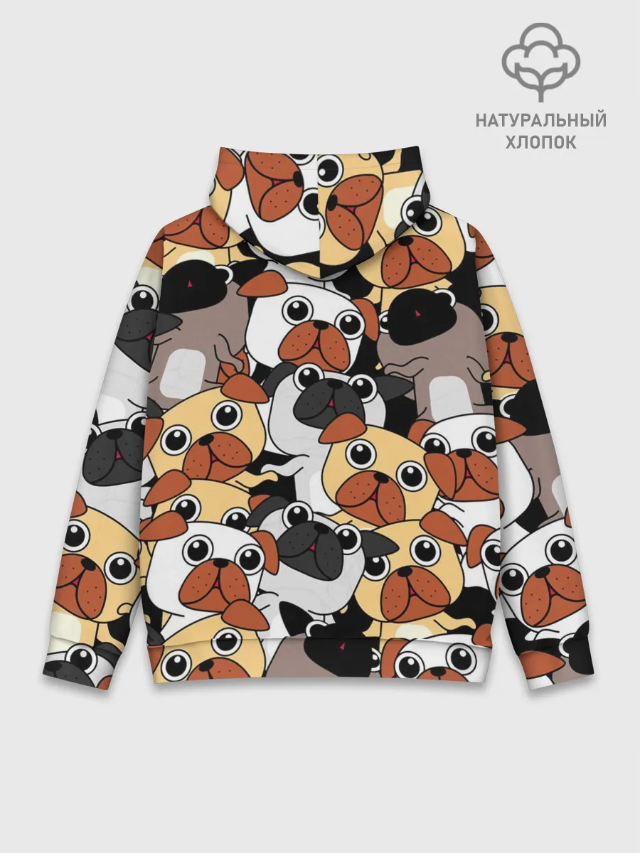 Худи мужской база хлопок / Собаки мопсы