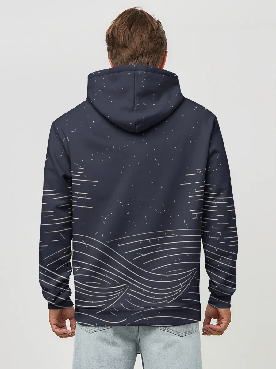 Худи мужской база хлопок / Одинокий корабль в море