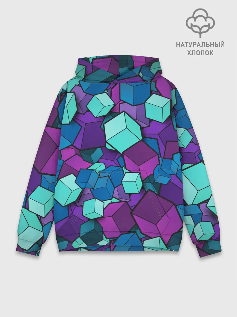 Худи мужской база хлопок / СИРЕНЕВЫЕ КУБЫ