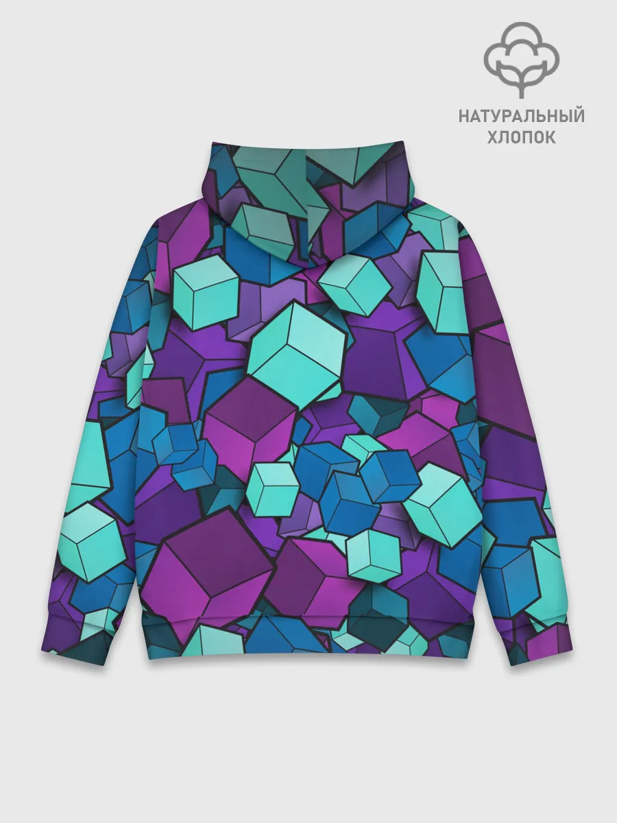 Худи мужской база хлопок / СИРЕНЕВЫЕ КУБЫ