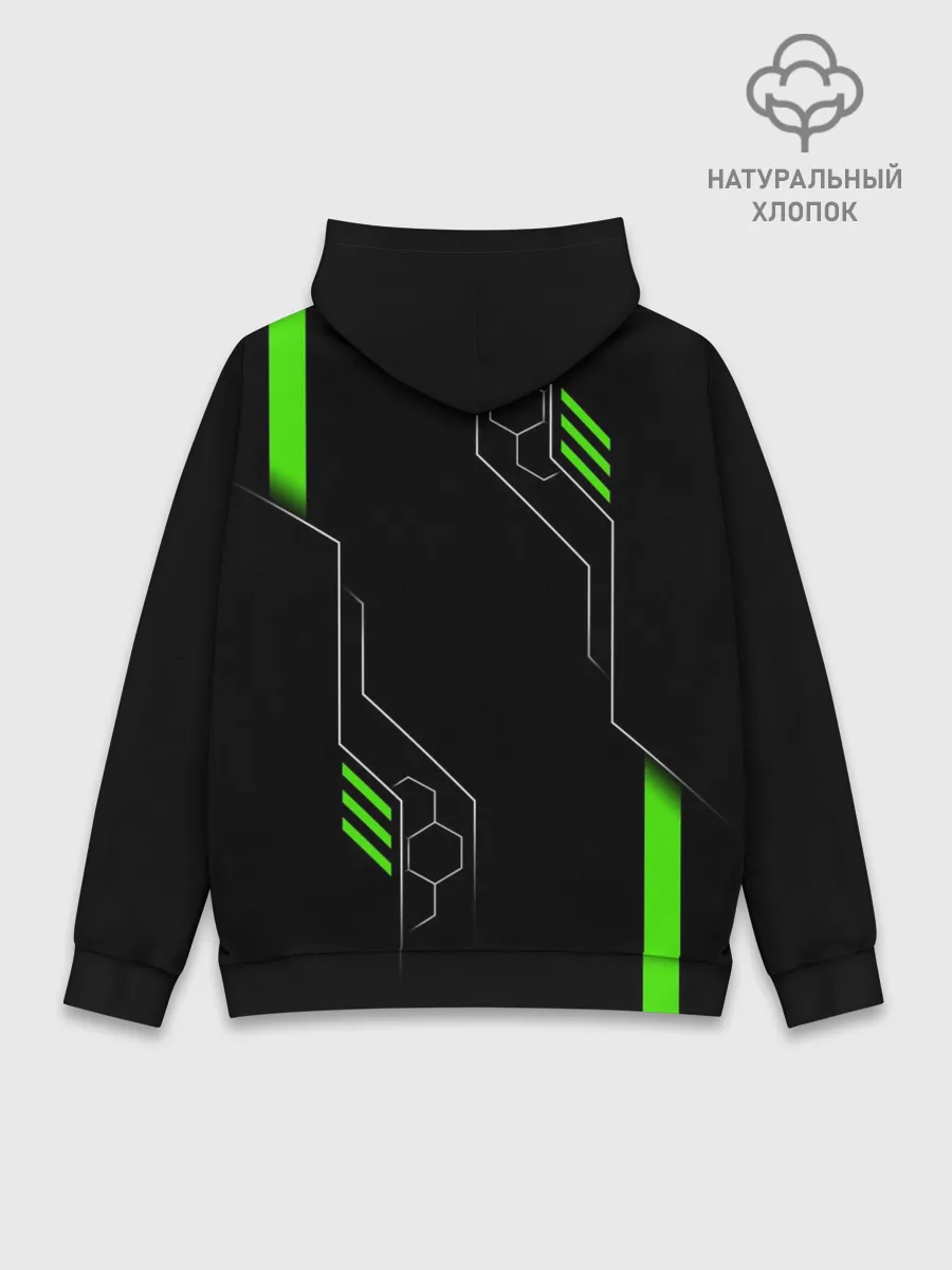 Худи мужской база хлопок / ФУТУРИСТИЧНАЯ БРОНЯ | ЗЕЛЕНАЯ