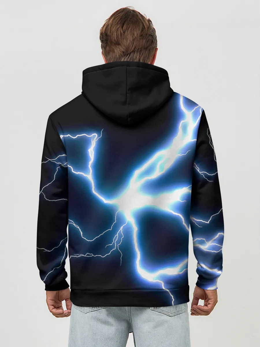 Худи мужской база хлопок / Чёрный клевер удар молнии