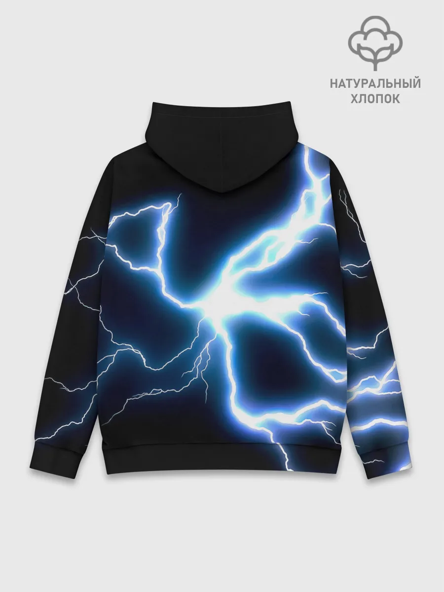 Худи мужской база хлопок / Чёрный клевер удар молнии