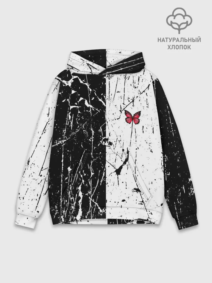 Худи мужской база хлопок / ЧБ ГРАНЖ | RED BUTTERFLY