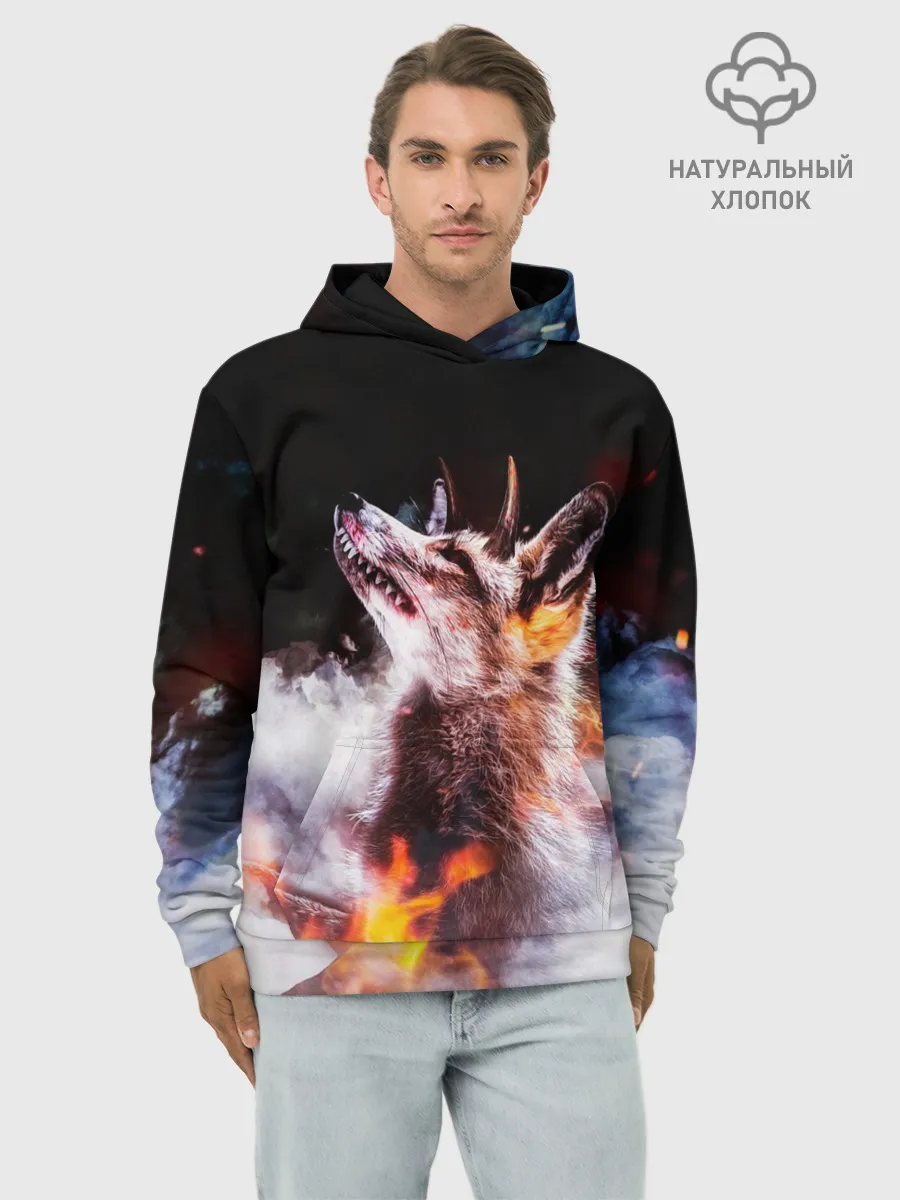 Худи мужской база хлопок / Лиса с рогами