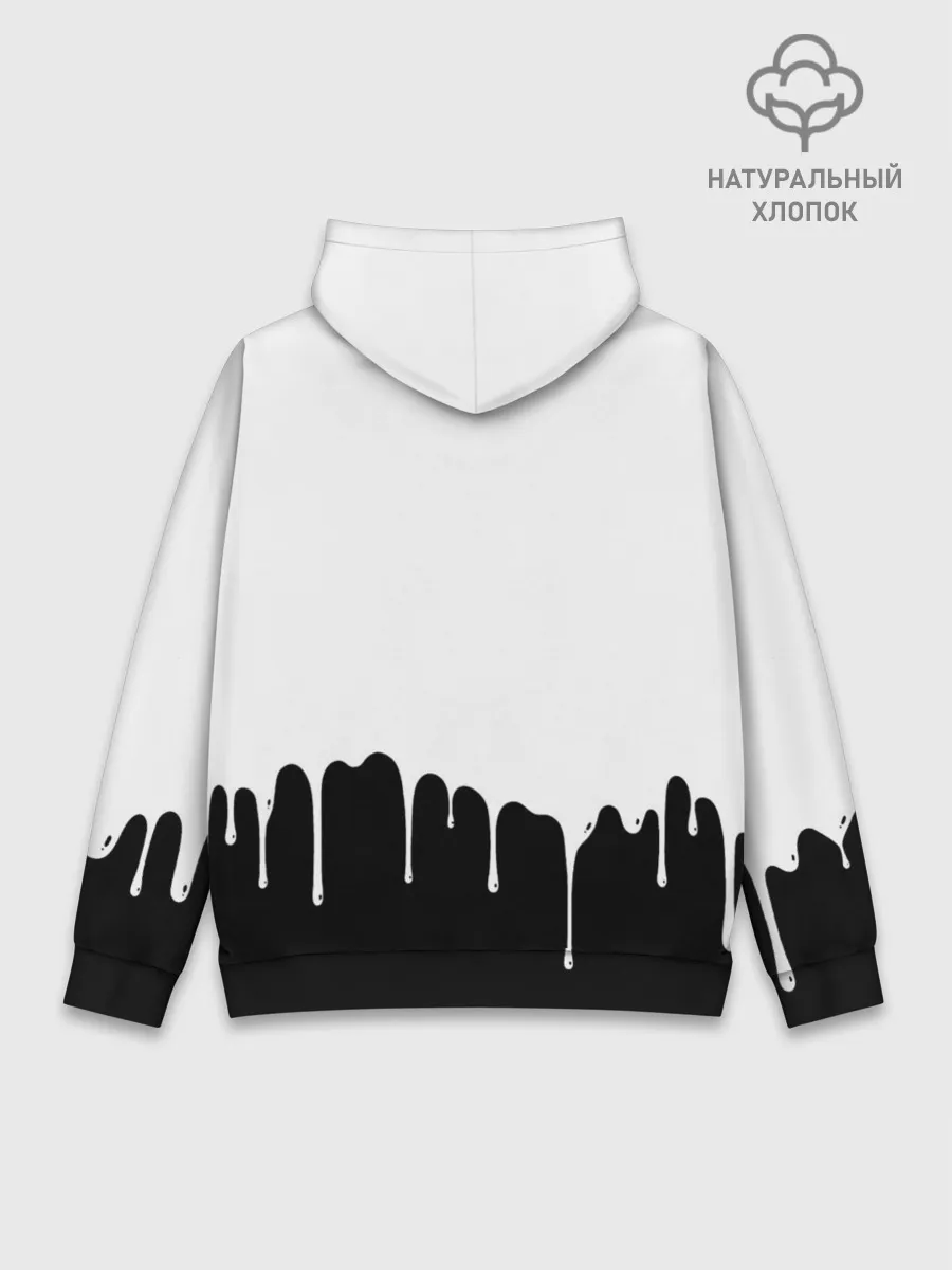 Худи мужской база хлопок / Черный Аста белая краска