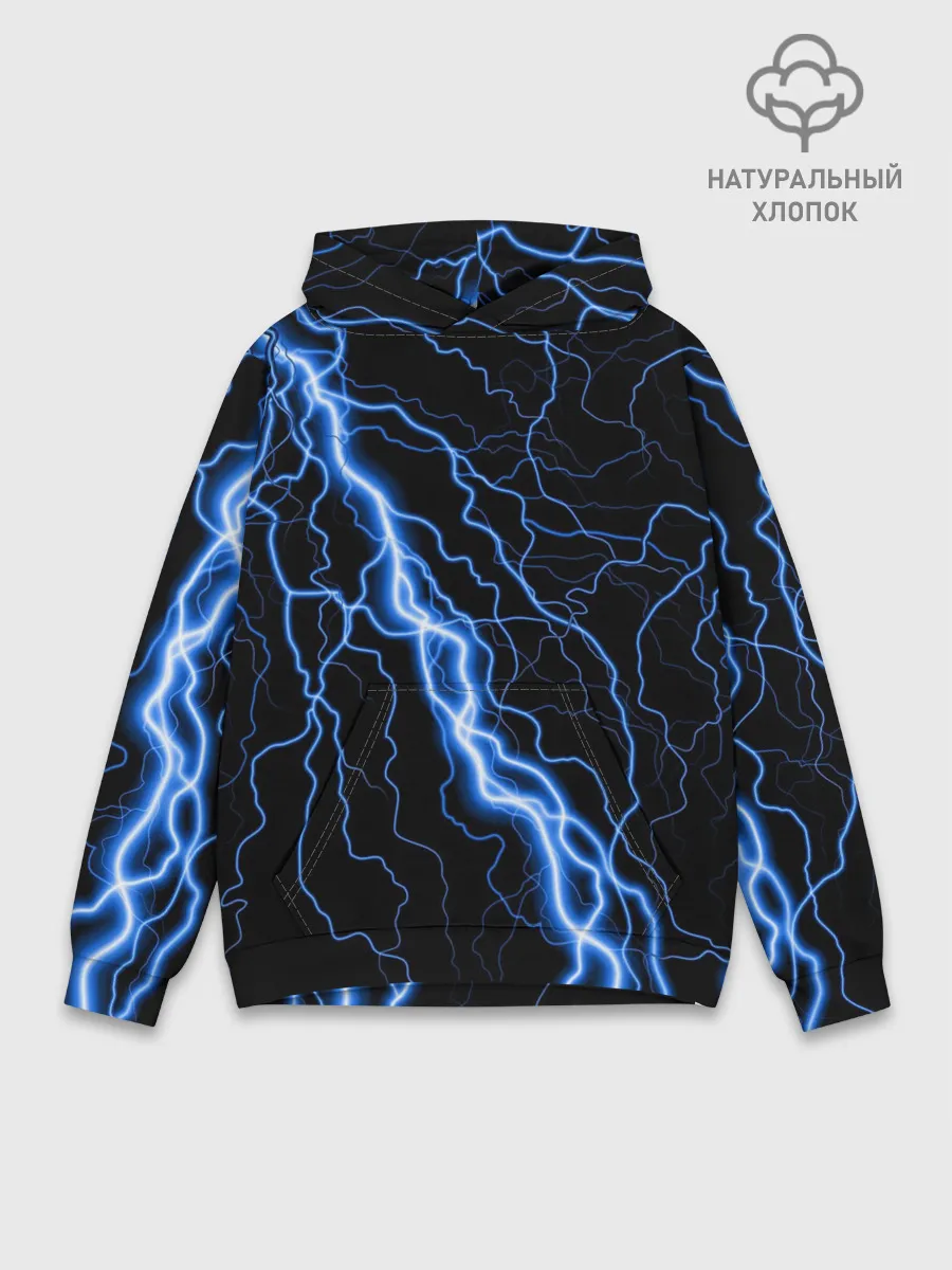 Худи мужской база хлопок / ГОЛУБАЯ МОЛНИЯ / ГРОЗА