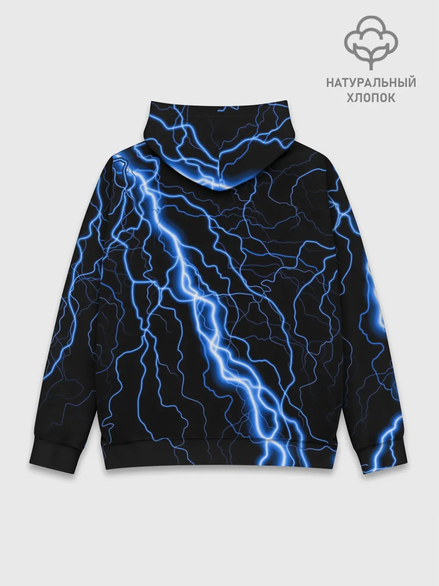 Худи мужской база хлопок / ГОЛУБАЯ МОЛНИЯ / ГРОЗА