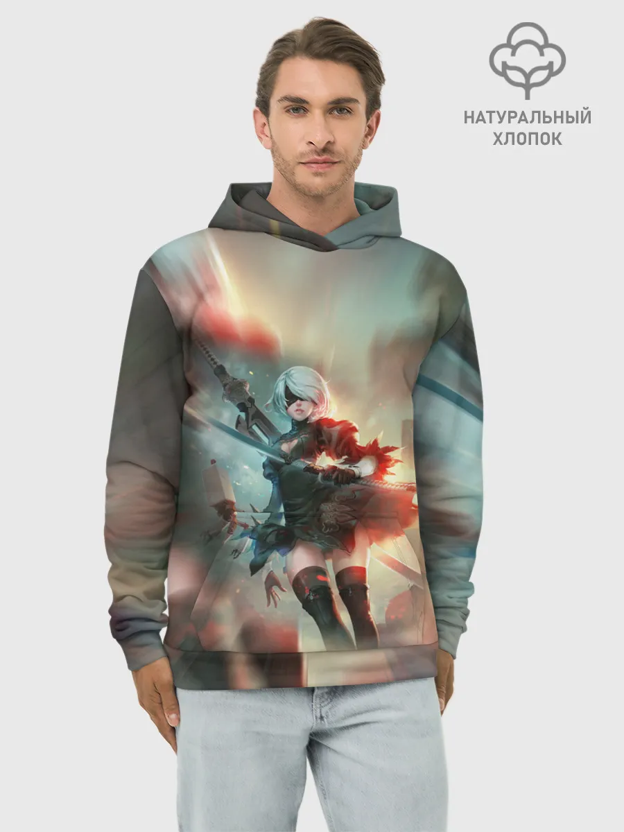 Худи мужской база хлопок / 2B | Nier Automata