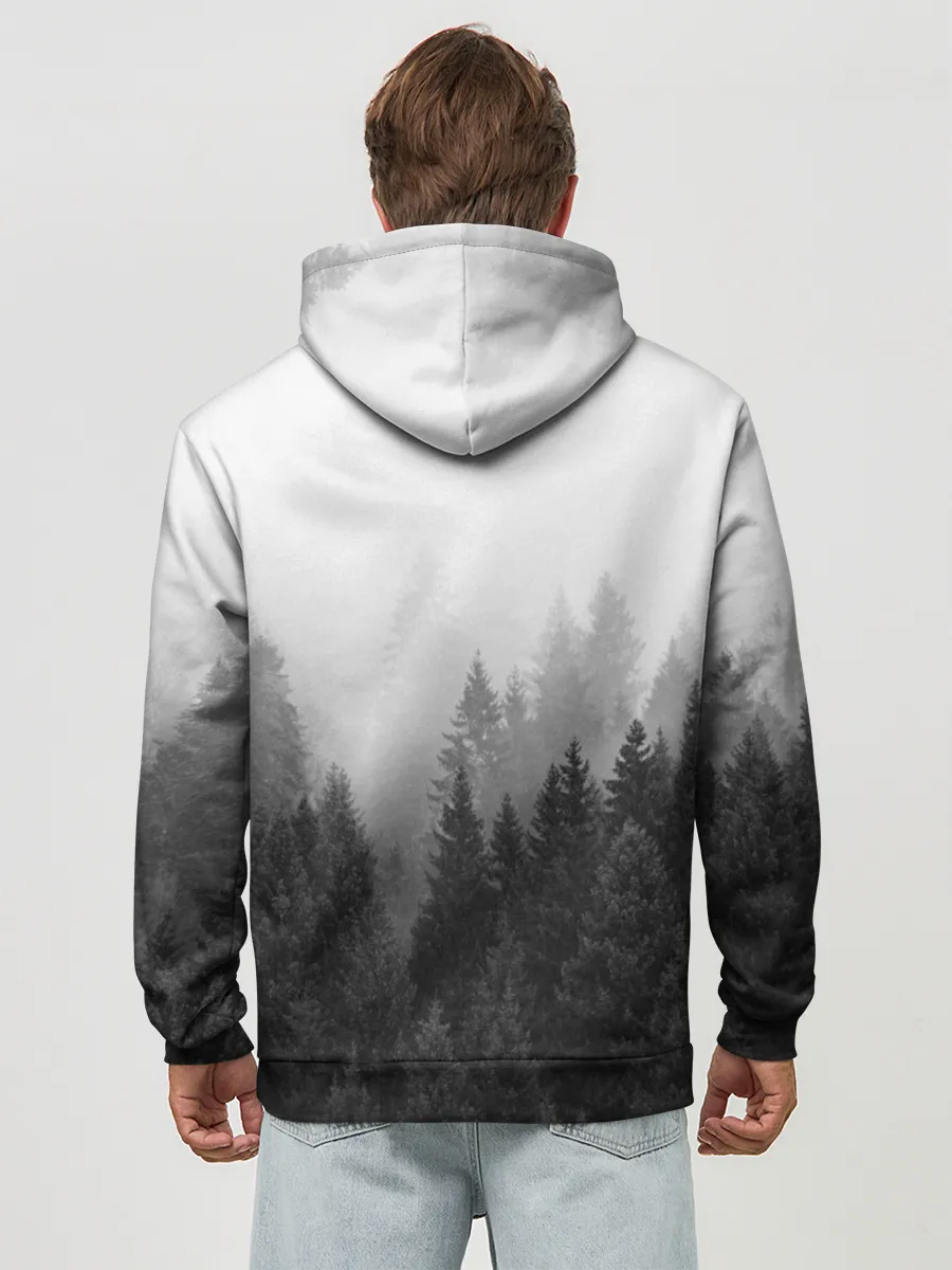 Худи мужской база хлопок / ВЕЛЕС туманный лес