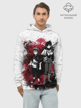 Худи мужской база хлопок / Чёрный клевер Аста и Юно
