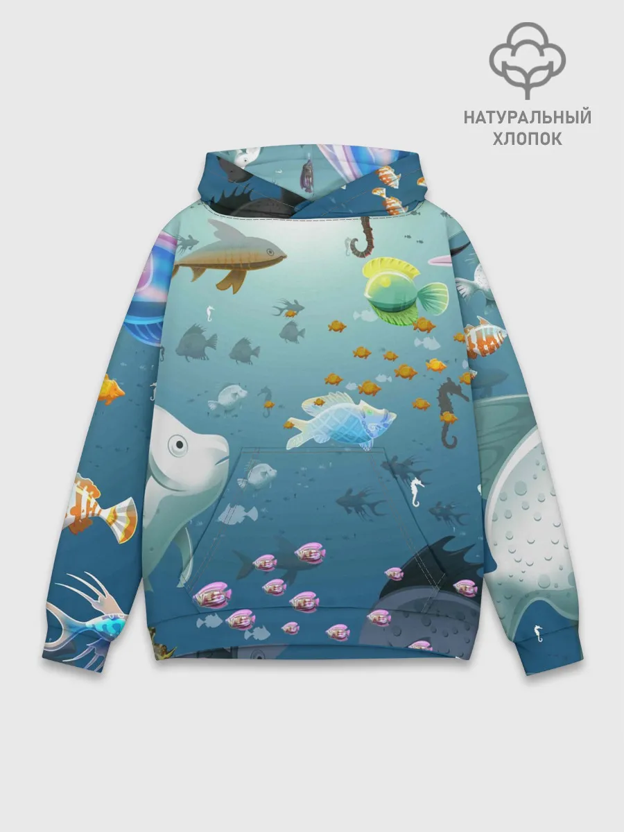 Худи мужской база хлопок / Мультяшные рыбки | Пляжная