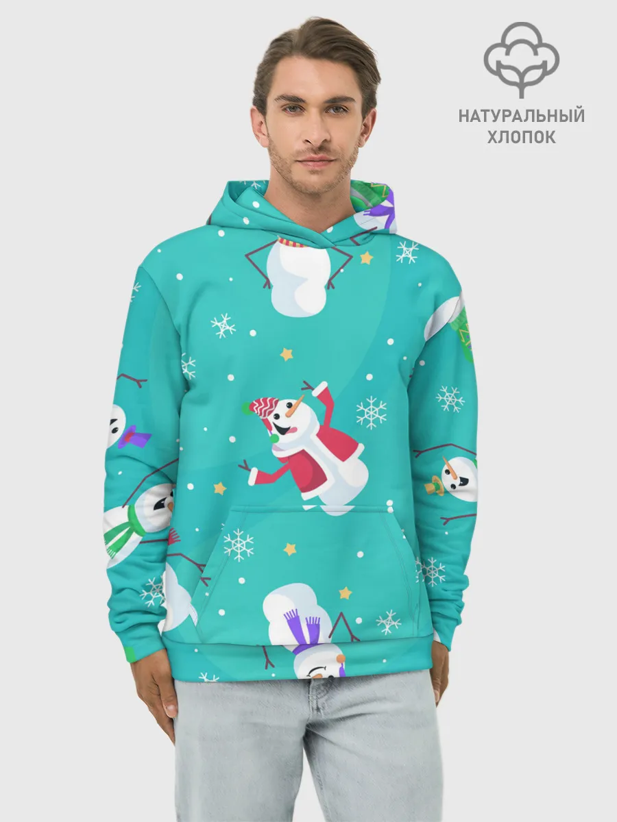 Худи мужской база хлопок / РазНые Снеговики