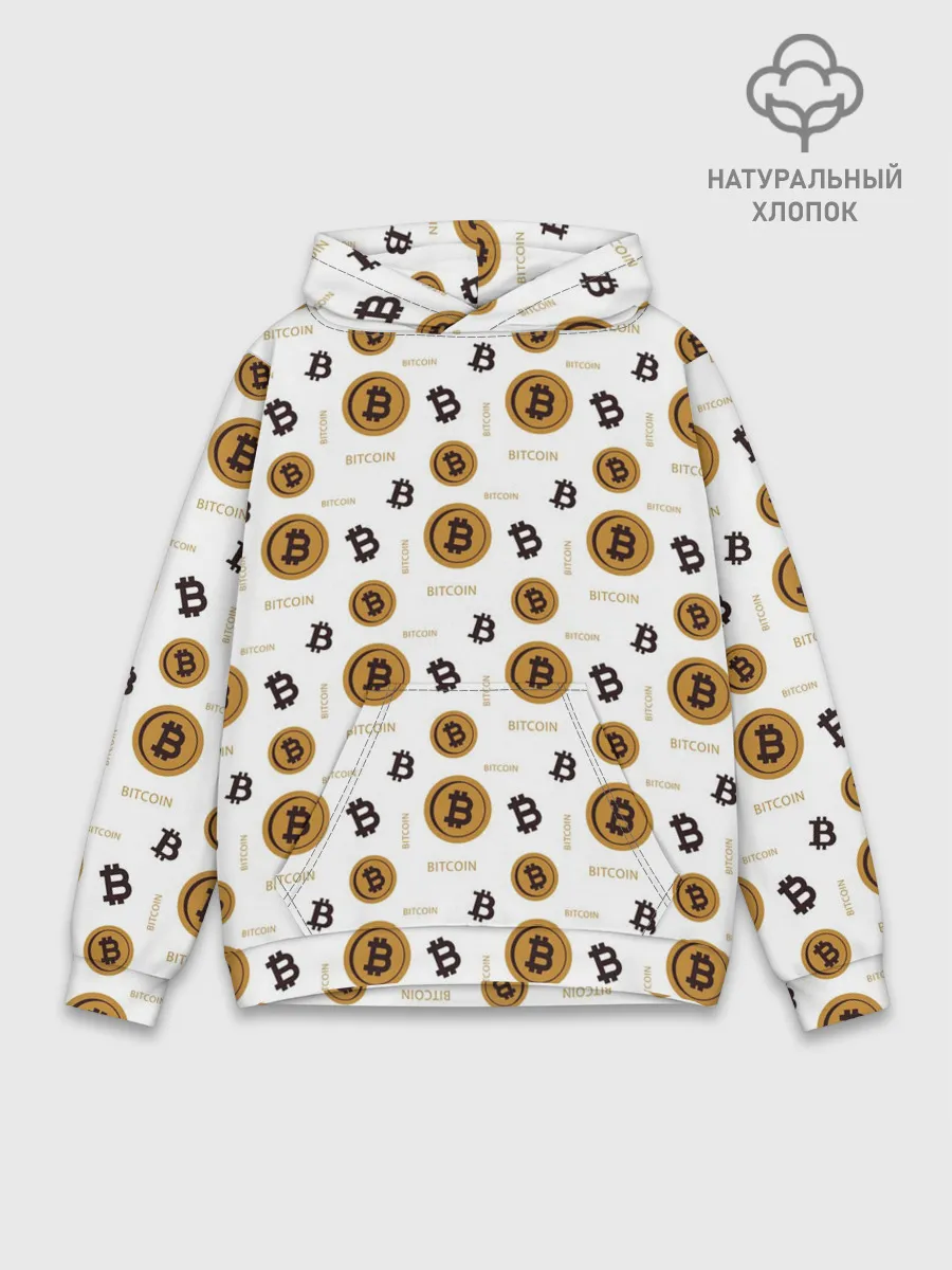 Худи мужской база хлопок / Узор и биткоина | Pattern