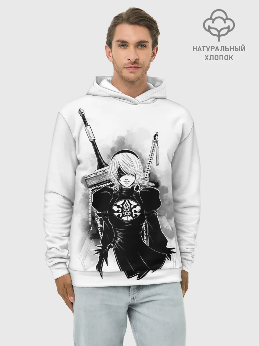 Худи мужской база хлопок / 2B | Nier Automata