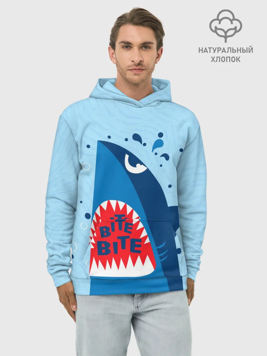 Худи мужской база хлопок / Акула bite