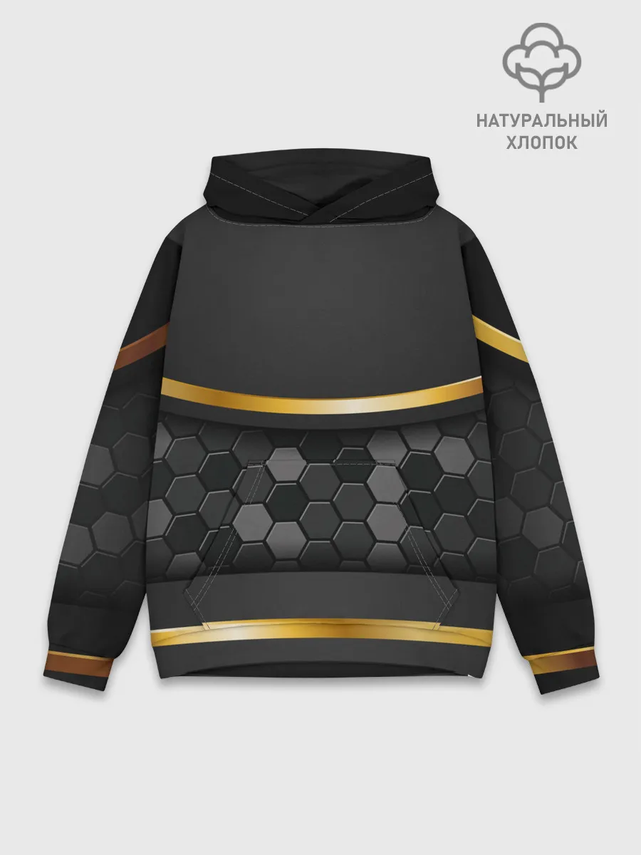 Худи мужской база хлопок / 3D ТЕМНАЯ БРОНЯ С ЗОЛОТОМ