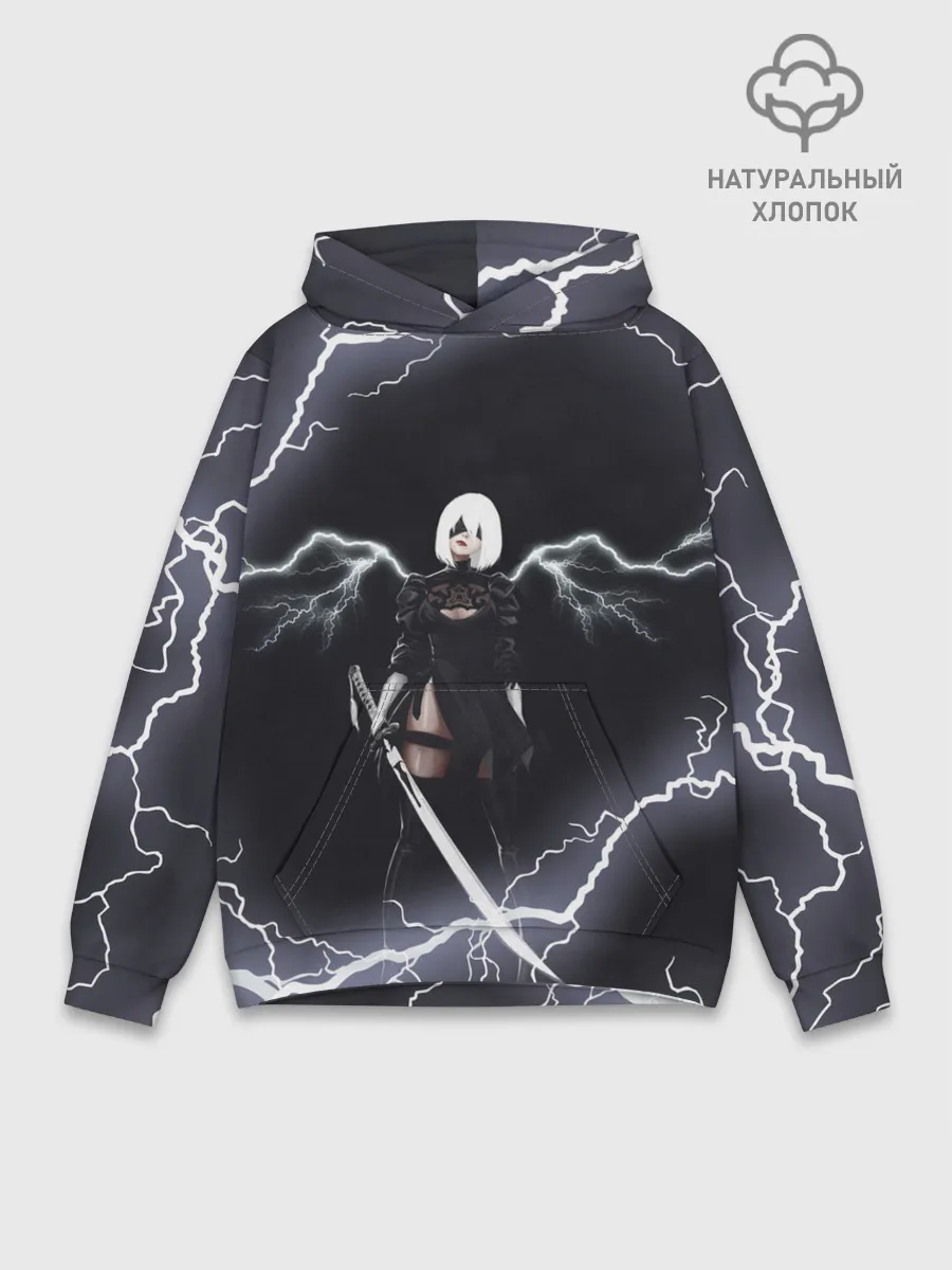 Худи мужской база хлопок / Nier Automata | 2b Light