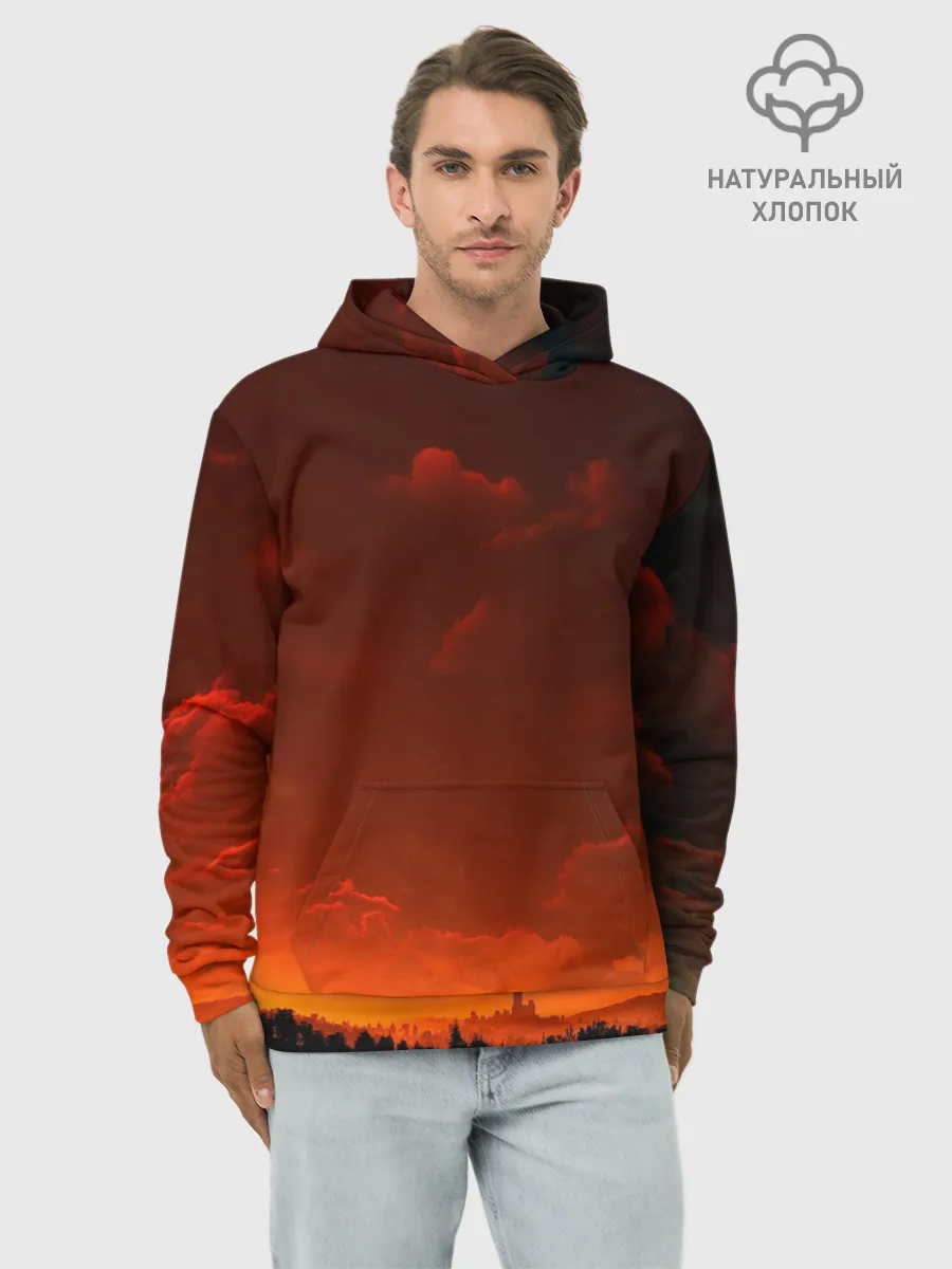 Худи мужской база хлопок / Кровавый закат