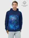 Худи мужской база хлопок / Медуза на синем