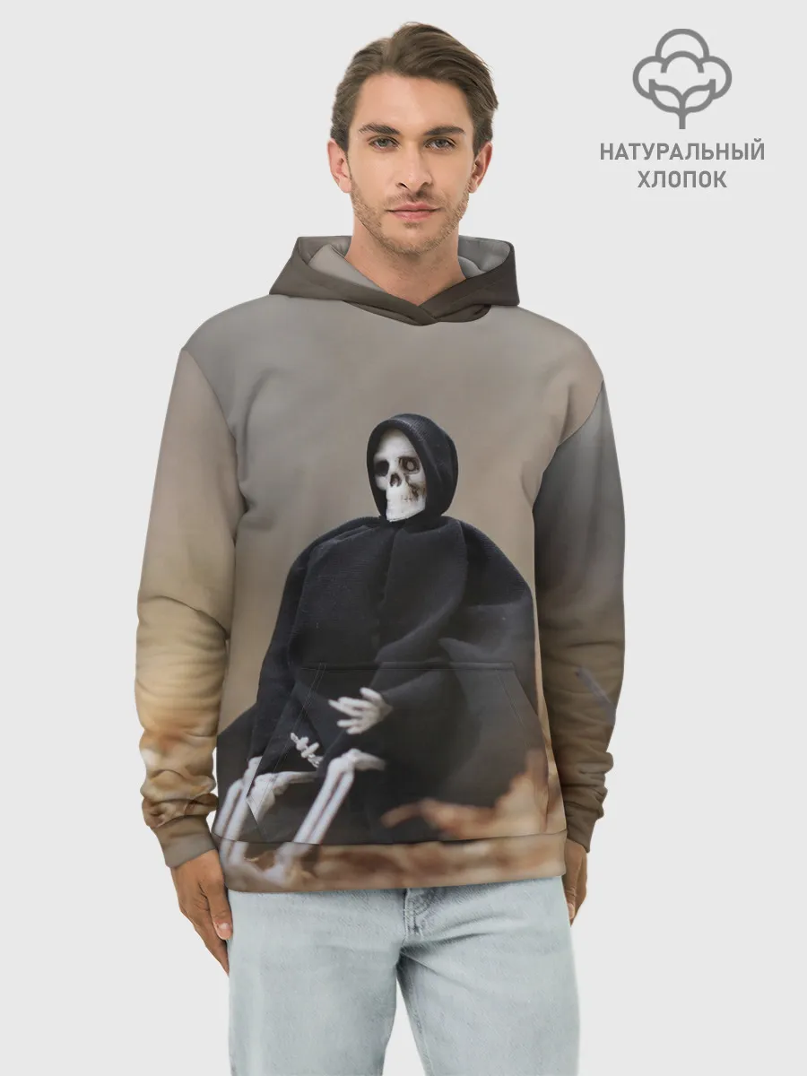 Худи мужской база хлопок / Сидячий Скелет