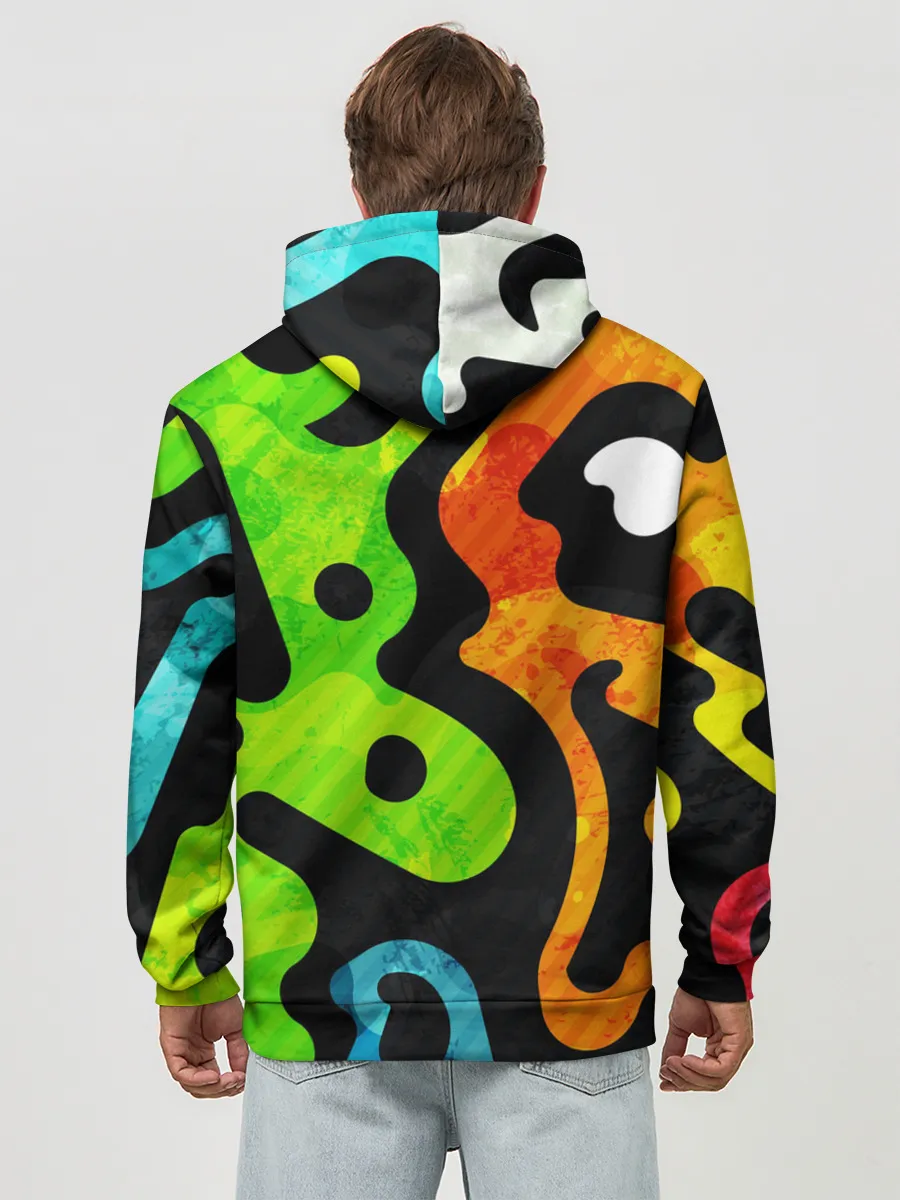 Худи мужской база хлопок / Разноцветные Кляксы Фигуры