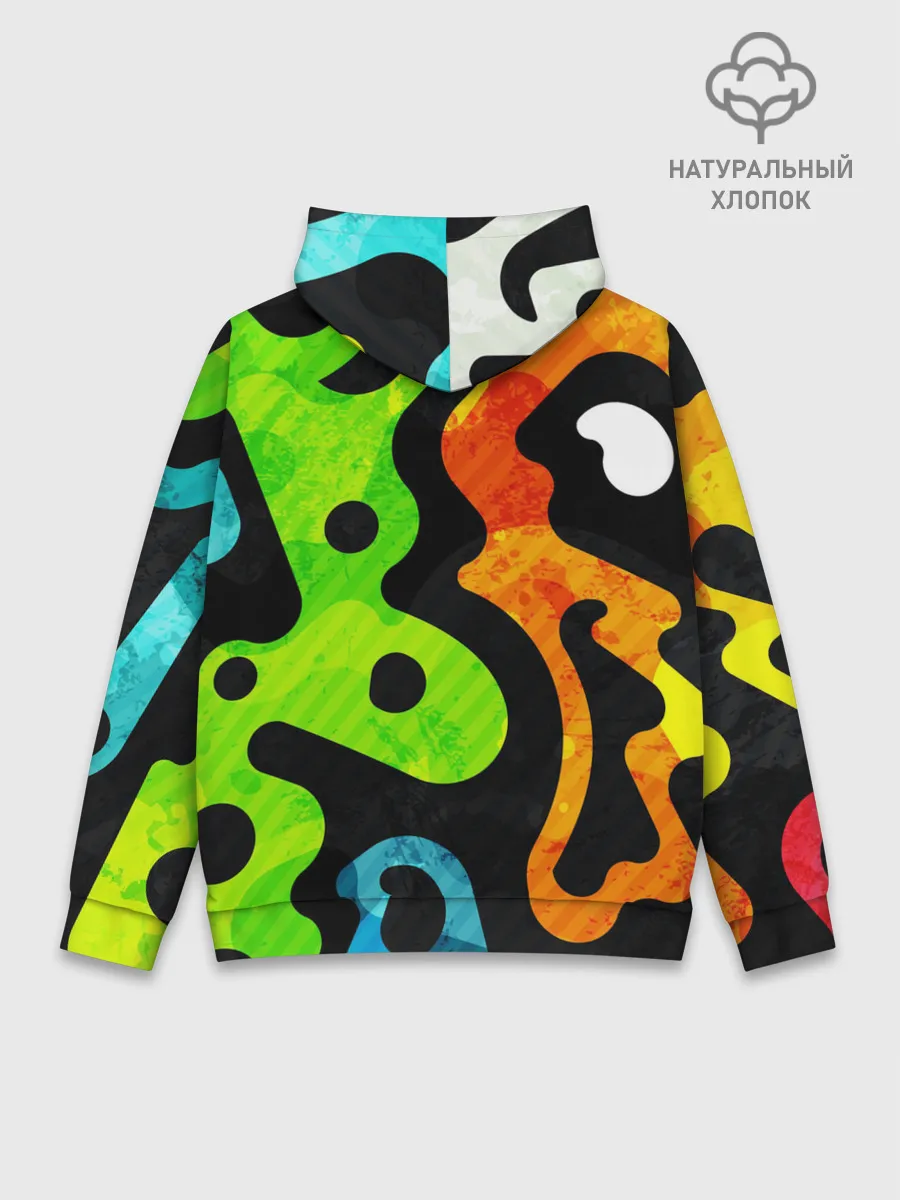 Худи мужской база хлопок / Разноцветные Кляксы Фигуры