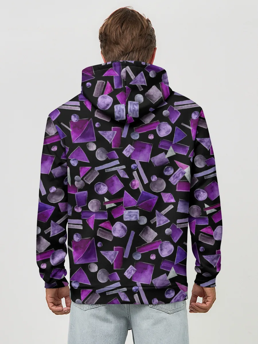 Худи мужской база хлопок / Геометрический фиолетовый