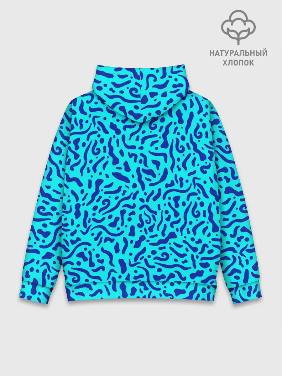 Худи мужской база хлопок / Неоновые синие узоры