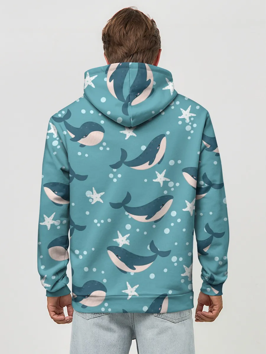 Худи мужской база хлопок / Киты