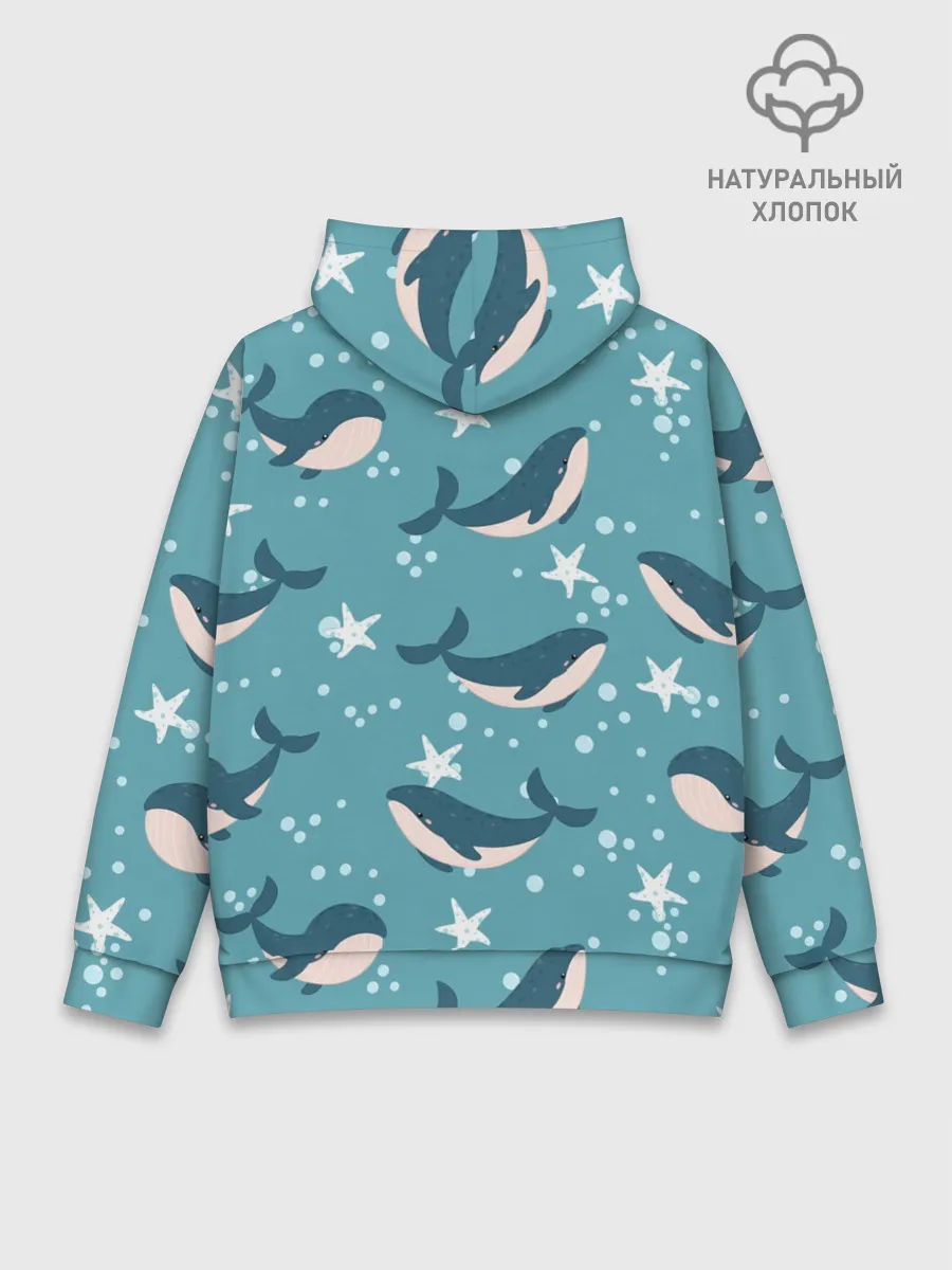 Худи мужской база хлопок / Киты